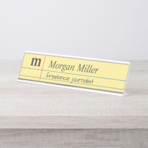 Placa De Mesa Papel de Caderno Amarelo Linhado Escrita à Mão