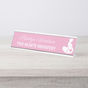 Placa De Mesa Parteira Doula BeauLinda Gravidez de Pink