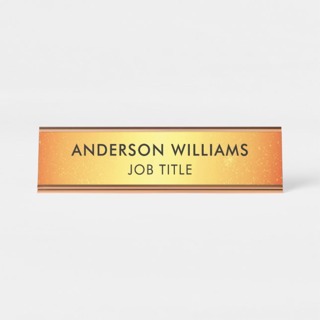 Placa De Mesa Personalização Dourada minimalista (Frente)