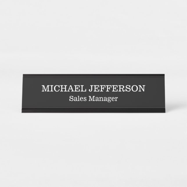 Placa De Mesa Personalização Personalizada de Cor Preta e Branca (Frente)