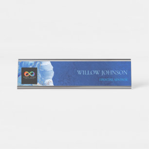 Placa de mesa personalizada com logotipo moderno p