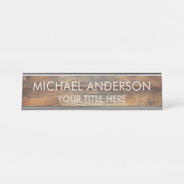 Placa De Mesa Personalizado de Madeira Rústica  (Frente)