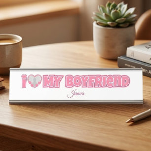 Placa De Mesa Personalizado Eu Amo Meu Namorado - Adicionar Foto