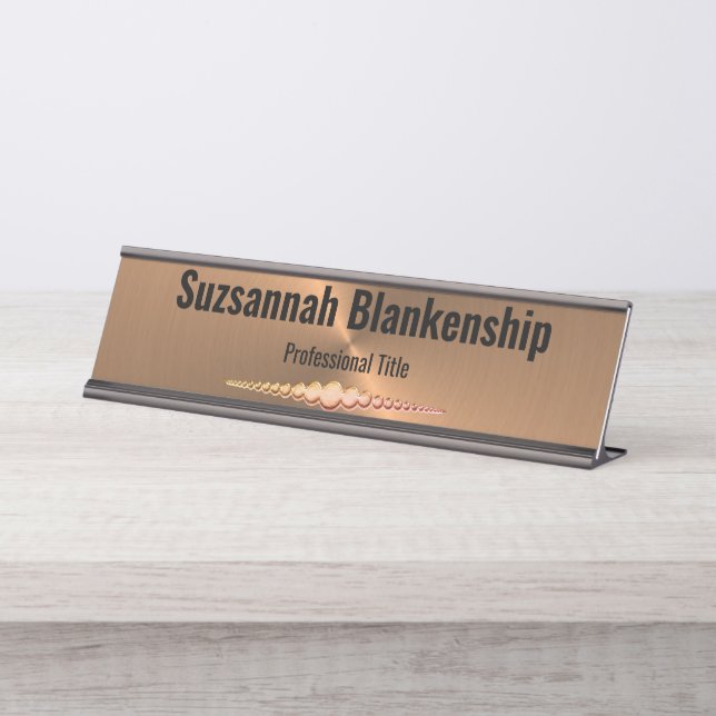 Placa De Mesa Personalizado Metálico de Cobre Faux Profissional (Frente)