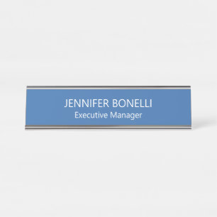 Placa De Mesa Personalizado minimalista azul adicione seu nome