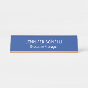Placa De Mesa Personalizado minimalista azul adicione seu nome