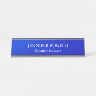 Placa De Mesa Personalizado minimalista azul adicione seu nome