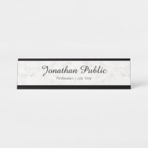 Placa De Mesa Personalizado White Marble Modern Elegante Profiss