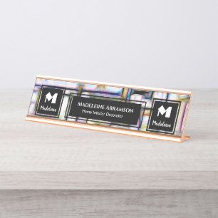 Placa De Mesa Personalizar o Monograma Moderno Profissional de N