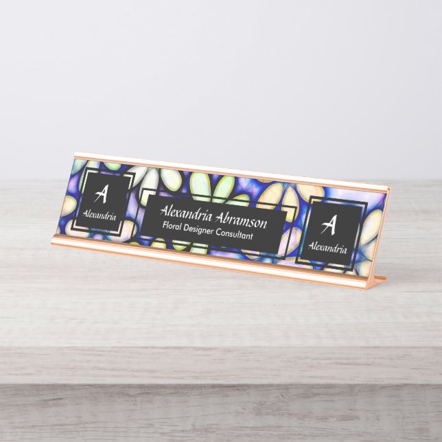 Placa De Mesa Personalizar o Monograma Moderno Profissional de N (Frente)