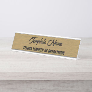 Placa De Mesa Personalizar Textura de Madeira Boss Dourado Astec
