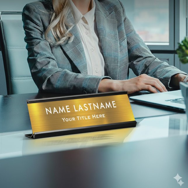 Placa De Mesa Personalized Executive Office Custom Gold Desk (Criador carregado)