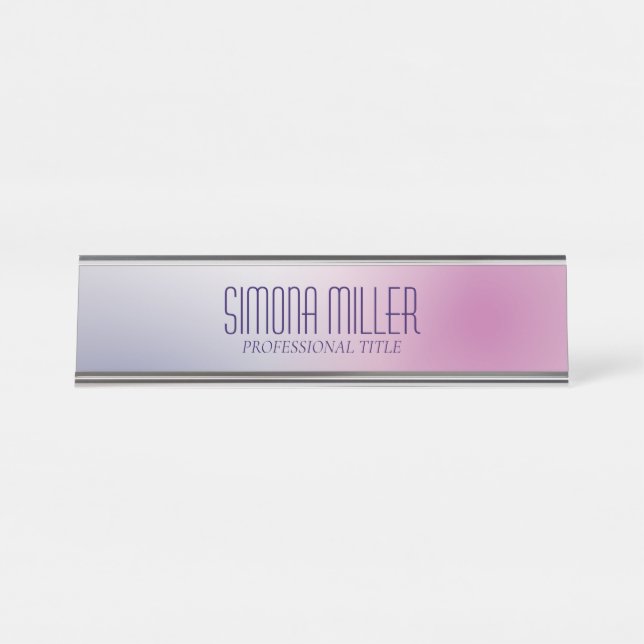 Placa De Mesa Pink Purple White Minimalist Aesthetic Gradient (Frente)