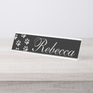 Placa De Mesa Pistas de Cachorro de Prata Padrão Impressão de Fu
