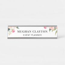 Placa conhecida da mesa floral elegante do rosa da