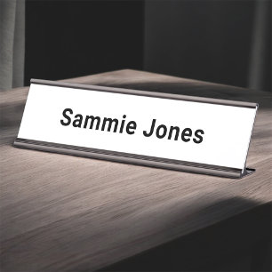 Placa De Mesa Placa de nome branca 2x8 para a mesa ou parede que