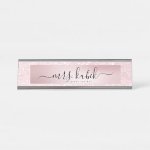 Placa De Mesa Placa de Nome da Mesa do Professor Dourado, Rosa d