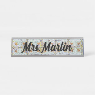 Placa De Mesa Placa de Nome do Azulejo Vintage Português