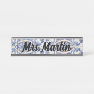 Placa De Mesa Placa de Nome do Azulejo Vintage Português