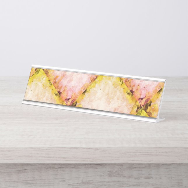 Placa De Mesa Placa triangular de design de diamante marmorto (Frente)