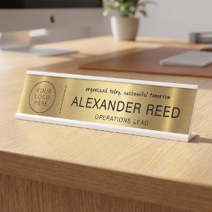 Placa De Mesa Placas de Nome com Logotipo Personalizadas Sleek D