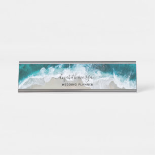 Placa De Mesa Planeador de Casamento de Script de Praia Verde Az
