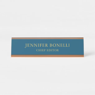Placa De Mesa Planície Moderna da Tendência de Cor Azul e Dourad