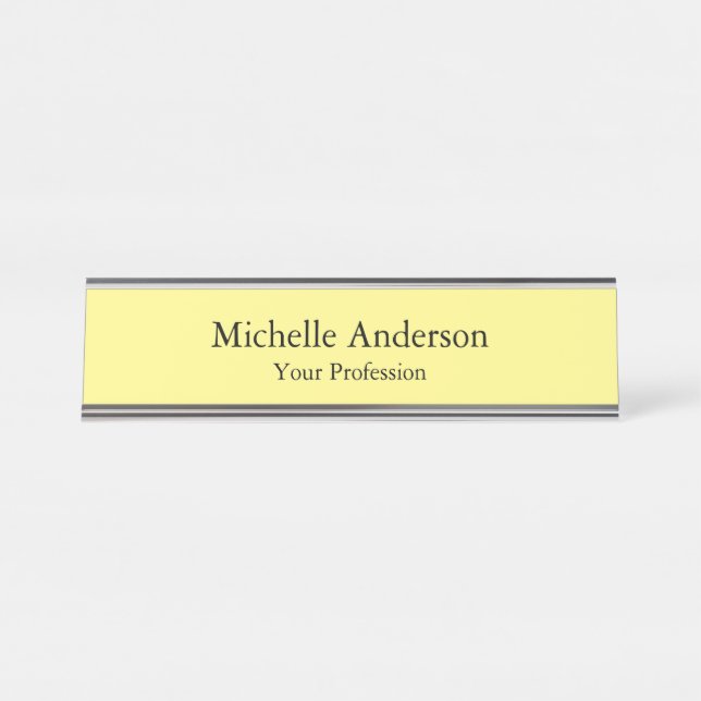 Placa De Mesa Planilha profissional moderna minimalista amarela  (Frente)