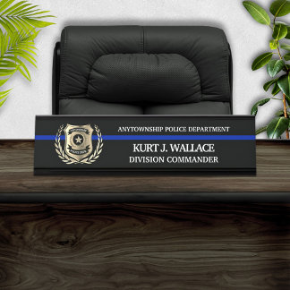 Placa De Mesa Polícia de linha azul fina