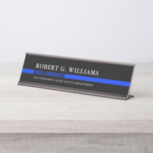Placa De Mesa Polícia personalizada mínima fina de Blue Line
