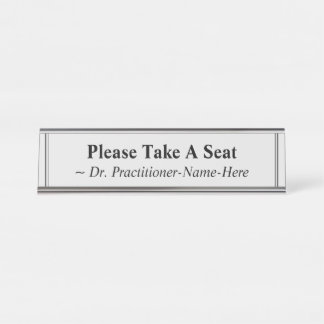 Placa De Mesa "Por Favor, Sente-Se" + Nome Do Praticante