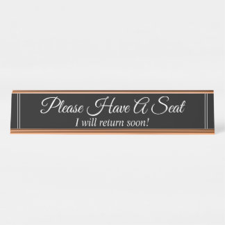 Placa De Mesa "Por favor, sente-se" "Voltarei logo!"