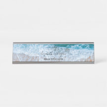 Praia Personalizada Azul Script Elegante