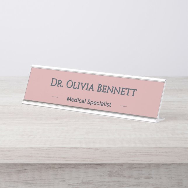 Placa De Mesa Presente Personalizado de Nome em Carvão Rosa Empo (Frente)
