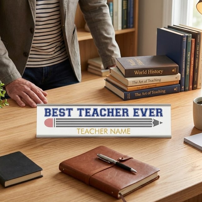 Placa De Mesa Presente Personalizado Melhor Professor de Todos o (Criador carregado)