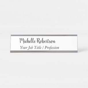 Placa De Mesa Preto Branco Simples Personalizado