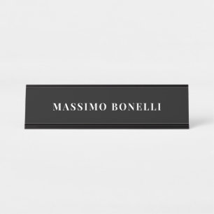 Placa De Mesa Preto e Branco Minimalista Simples Moderno