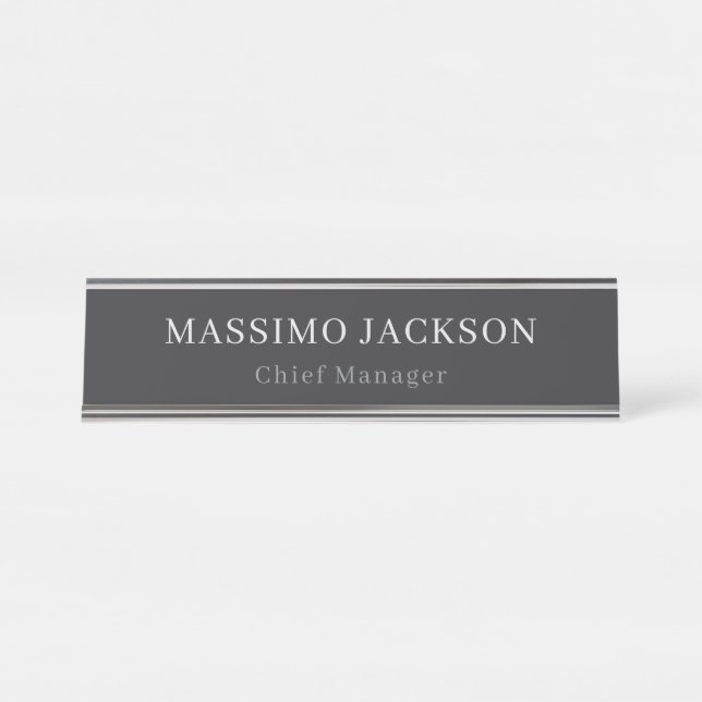 Placa De Mesa Preto Fosco Profissional Simples Moderno Elegante (Frente)