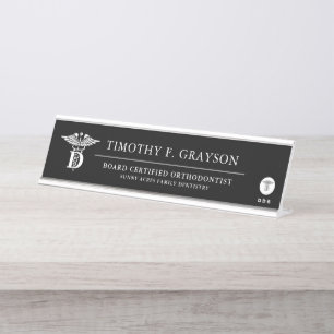 Placa De Mesa Preto personalizado da medicina dental