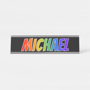 Placa De Mesa Primeiro Nome "MICHAEL": Divertido Arco-Íris