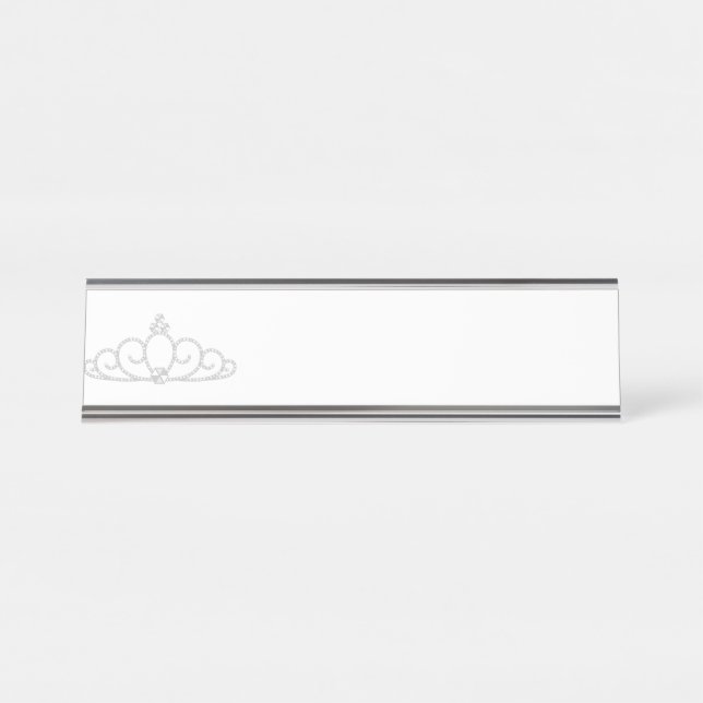 Placa De Mesa Princesa de prata Coroa (Frente)