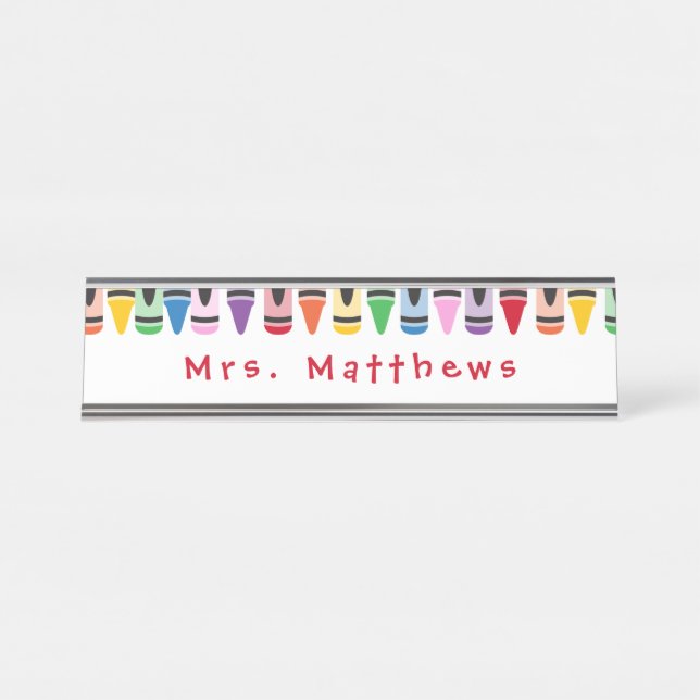 Placa De Mesa Professor Crayon Coril De Volta À Escola (Frente)