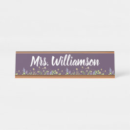 Placa De Mesa Professor Educador Profissional Floral