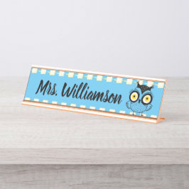 Placa De Mesa Professora Educadora Bibliotecária Coruja Profissi