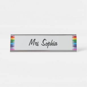 Placa De Mesa Quadro de Borda Colorida Personalizada dos Crayons