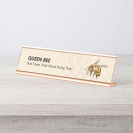 Placa De Mesa Queen Bee e Honeycomb Watermark Satin Dourado Desk
