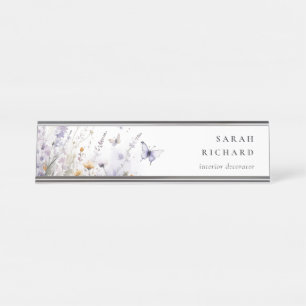 Placa De Mesa Quic Lilac Roxo Borboleta de Flores Selvagem Aquar