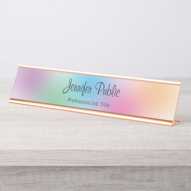 Placa De Mesa Rainbow Colors Modelo Rosa Dourada do Elegante Mod (Frente)
