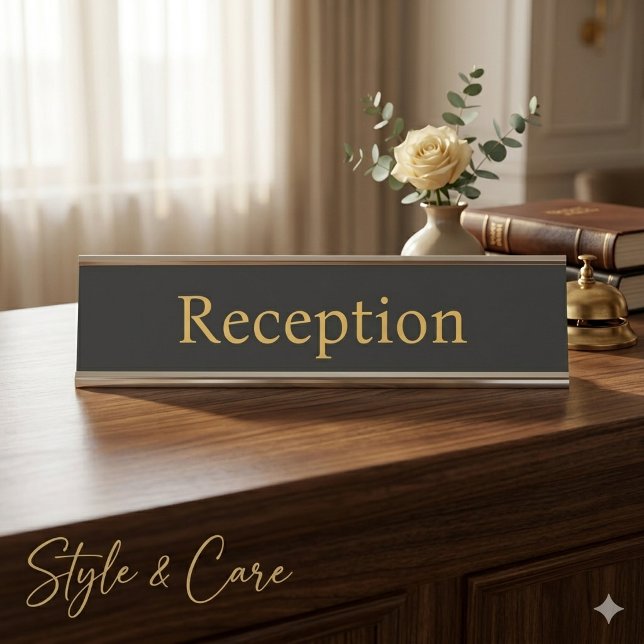Placa De Mesa Recepção de Escritório Profissional (Professional Office Reception Desk Name Plate)
