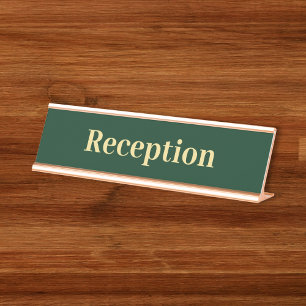 Placa De Mesa Recepção de escritório profissional Dourado Verde